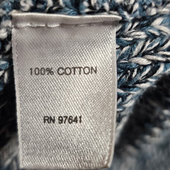 Pure Jill Heather Blue Knit Open Cardigan 100% Cotton Sweater with Pockets M - Picture 9 of 9